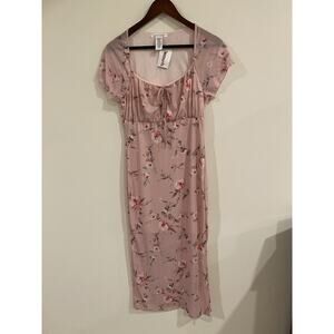 Caution To The Wind Pink Floral Empire Waist Dress Size Medium